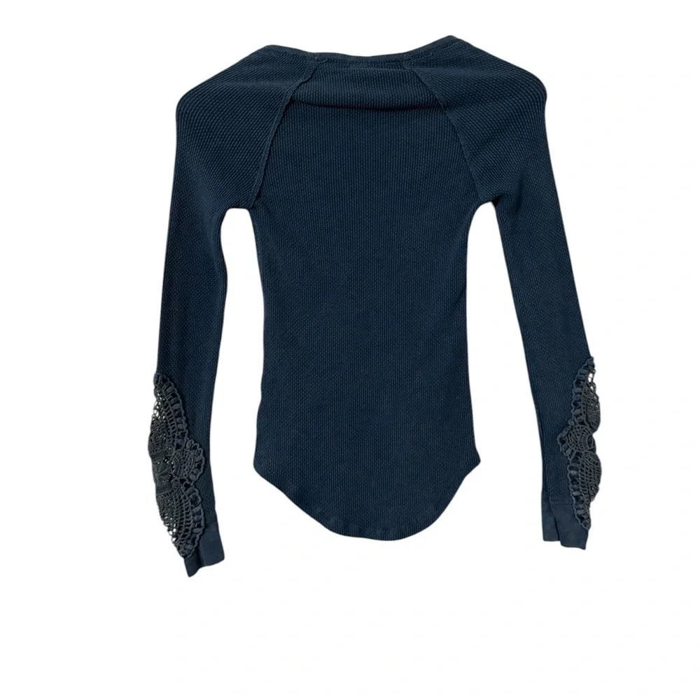 FREE PEOPLE We The Free Thermal Synergy Crochet Knit Embroidered L/S Top Shirt